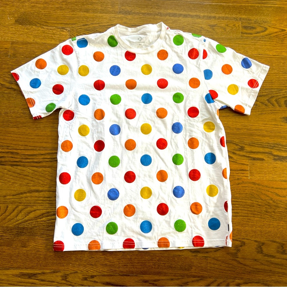 Miley Cyrus x Converse “Pride” Shirt Rainbow Polka Dots Sparkles Size Medium